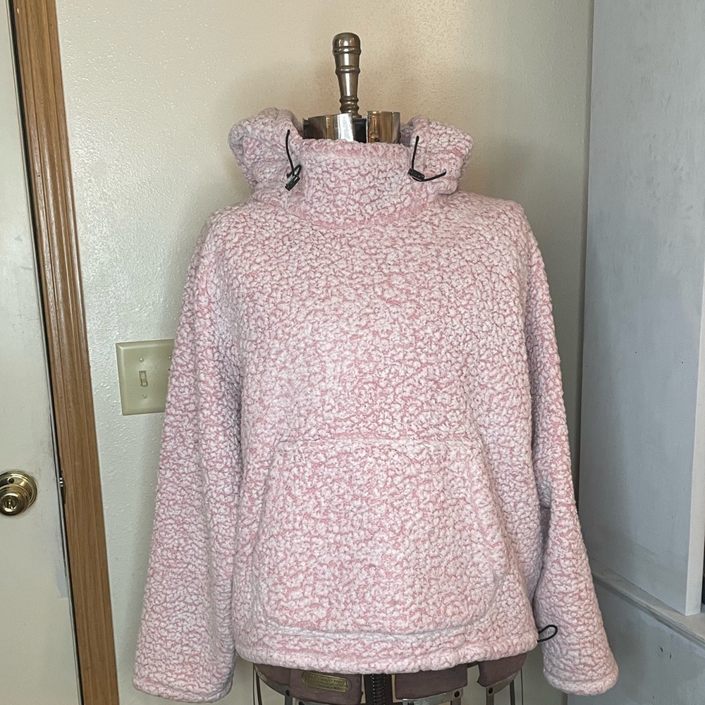 Victoria’s Secret PINK sherpa funnel neck hoodie size XL, color pink